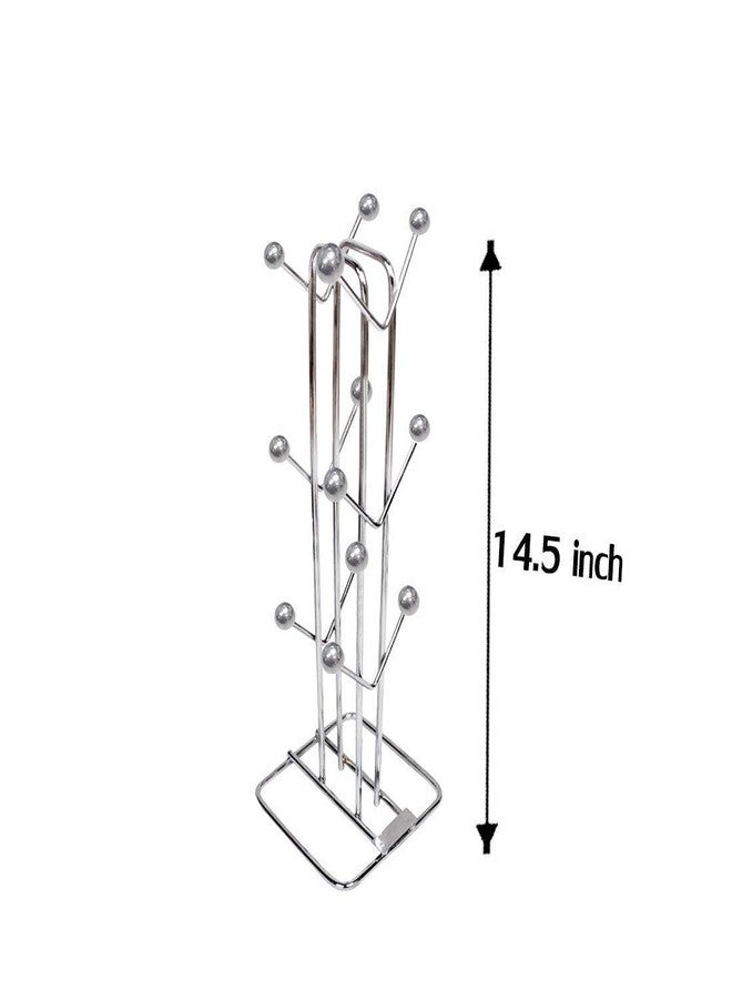 AMAZE Stainless Steel V Shape Cup Stand Pieces Medium with 12 Hooks - Silver - Image 2